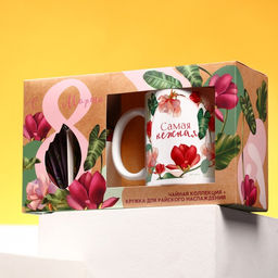 Подарочный набор С 8 Марта: чайное ассорти (5 вкусов x 4 шт.), кружка 300 мл.