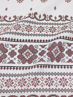 Рогожка Снежинка (красная на белом), ш.1.5м, хлопок-100%, 165гр/м.кв - Купава фото 2