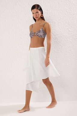 TRENDYOLMILLA Ekru Midi Dokuma Flaml? Pamuk Plaj Etek TBESS25ET00013