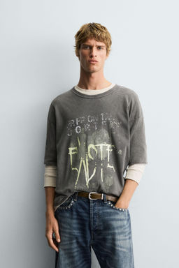 WASHED PRINT KNIT T-SHIRT - Zara фото 2