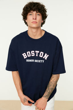 TRENDYOL MAN Lacivert K?sa Kol Bask?l? T-Shirt TMNSS21TS1217 - Trendyolmilla фото 8