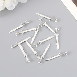 Цена за 12 шт. Металлический элемент, декоративная подвеска «Арт Узор. Меч короля Артура», серебро, 4.3×1 см