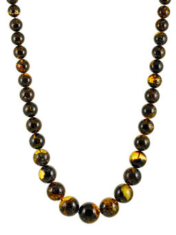 Крупные бусы из натурального янтаря Метеорит