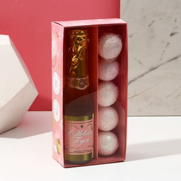 Подарочный набор новогодний женский «С праздником», гель для душа шампанское 250 мл и бомбочки для ванны 5×40 г, Чистое счастье