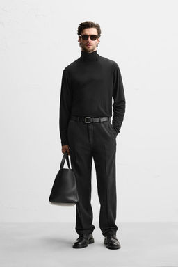 TEXTURED WOOL BLEND TROUSERS
