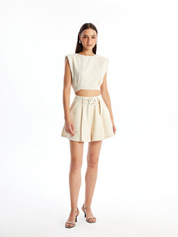 Kad?n Bisiklet Yaka D?z Crop