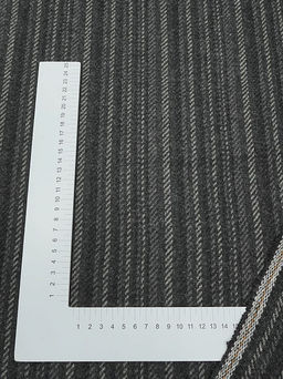 Шерсть пальтово-костюмная Твид Полосы цв.черный, ш.1.5м, шерсть-40%, п/э-60% - Купава фото 13