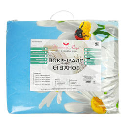 Покрывало стеганое Воздушные ромашки 240х215см, спальное место 160см, бязь набивная Комфорт 121г/м2, хлопок 100%, многоигольная стежка, наполнитель синтепон 70гр, подкладка бязь отбеленная 121г/м2, Домашняя мода (Россия)  фото 4