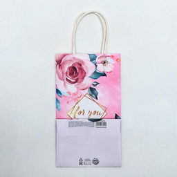 Цена за 2 шт. Пакет подарочный крафтовый, упаковка, For you, 12?21?9 см