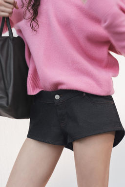 TRF HIGH-WAIST DENIM MINI SHORTS - Zara фото 9