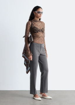 Top de encaje de manga larga - H&m фото 4