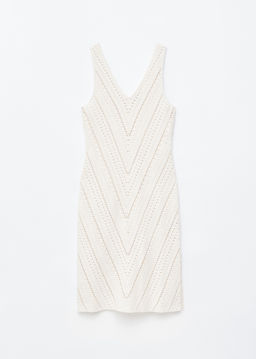 Vestido midi de ganchillo con escote en pico