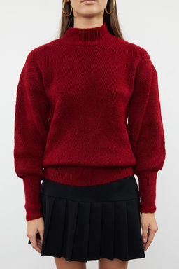 Bordo Yumusak Dokulu Kol Detayl? Triko Kazak TWOAW21KZ0204 - Trendyolmilla фото 3