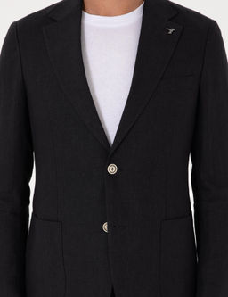 Siyah Slim Fit %100 Keten Ceket - Cacharel фото 7