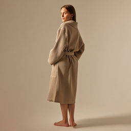 Халат вафельный женский SL HOME: Basic «Саббиа», размер M, хлопок 100%, коричневый