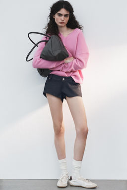 TRF HIGH-WAIST DENIM MINI SHORTS - Zara фото 7