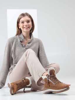 Ботинки 261.uno2br. светло коричневый замша перла/Мех