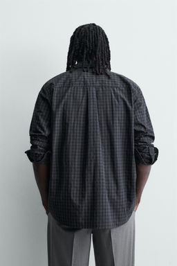 CAMISA RELAXED FIT CUADROS / Azul / Gris - Zara фото 3