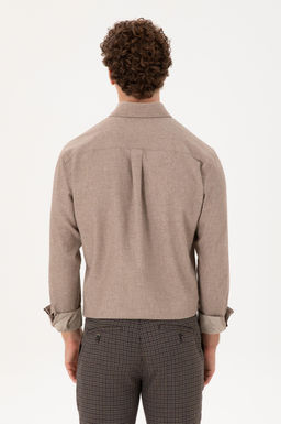 Мужская рубашка светло-коричневого цвета с длинным рукавом - U.s. polo assn фото 5