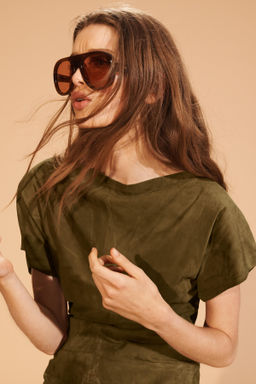 LIMITED EDITION DRAPED SUEDE LEATHER DRESS - Zara фото 4