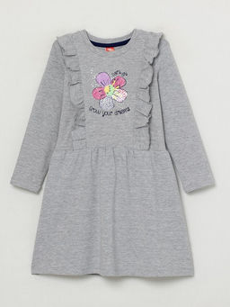 CRB wear/CWKG 62813-11-282 Платье для девочки, светло-серый меланж/Ex.Cherubino  фото 2