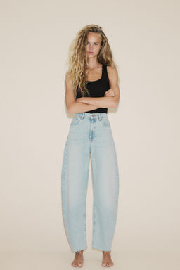 HIGH-WAIST BARREL TRF JEANS