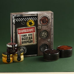 Подарочный набор Тому, кто всегда впереди: чай чёрный 50 г., кофе со вкусом: лесной орех 50 г., варенье из сосновых шишек 30 г., крем-мёд 2 шт х 30 г