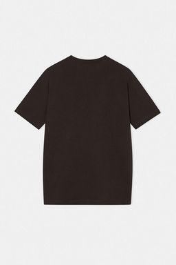 Koyu Kahverengi Regular/Normal Kesim At Nak?s Detayl? %100 Pamuklu T-Shirt TMNSS24TS00056