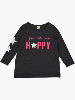 Лонгслив с принтом для девочки UD 3726 черный меланж - Mini maxi фото 4