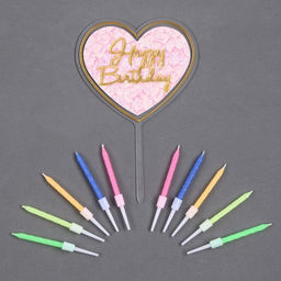 Набор для украшения торта: топпер С днём рождения, 1 шт., 10 свечей