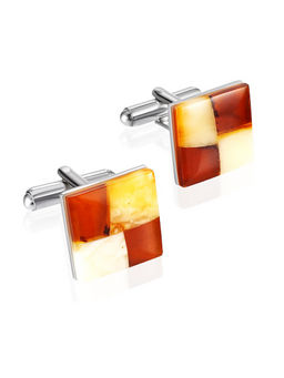 Запонки с янтарной мозаикой