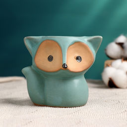 Горшок для цветов «Лисёнок Фред» керамический, 200 мл, 8×9×9 см, бирюзовый