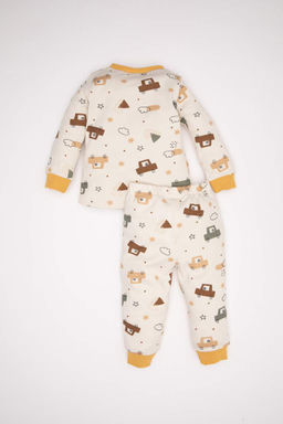 Пижамный комплект с длинными рукавами и рисунком транспортных средств для маленьких мальчиков - Defacto фото 5