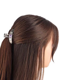 Цена за 6 шт. Крабик для волос «Либерти галант», дуга, 6 см, серебро