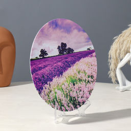 Тарелка декоративная Лавандовое поле, вид 2, с рисунком на холсте, D = 19,5 см - Simaland фото 3