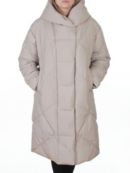 8870 LT. BEIGE Пальто зимнее женское оверсайз (200 гр. холлофайбер)