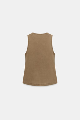 CAMISETA TACHAS TEXTO / Marr?n oscuro - Zara фото 5