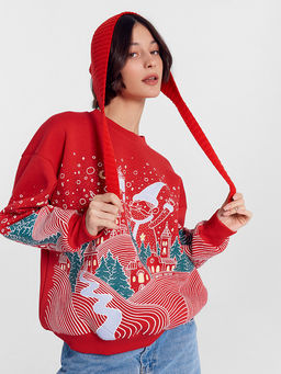 Свитшот женский красный с новогодним принтом - Mark formelle фото 2