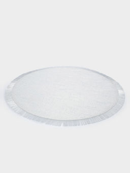 Салфетка под приборы, 38 см, ПВХ/полиэстер, круглая, серебристая, Бахрома