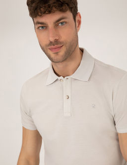 A__k Gri Slim Fit %100 Pamuk Polo Yaka Merserize Ti__rt