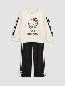Hello Kitty Bask?l? K?z ?ocuk Sweatshirt ve E?ofman Alt?