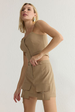 TRENDYOLMILLA Vizon Utility Cep Detayl? Mini Dokuma Etek Gorunumlu Sort TWOSS25SR00025  фото 3