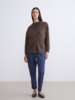 Kap??onlu Oversize Kad?n Fermuarl? Sweatshirt