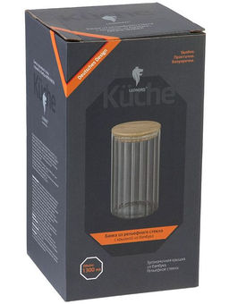 Банка из рельефного стекла, AROMA RIVIERA, объём: 1300 мл, с крышкой из бамбука арт.108281 /MALLONY/  фото 4