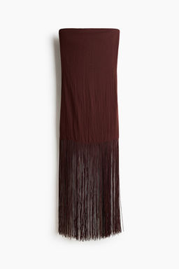Vestido bandeau con flecos