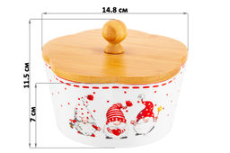 Банка д/печенья 14,8*14,8*11,5 см 760 мл Весёлые гномики с деревянной крышкой - Elan gallery фото 2
