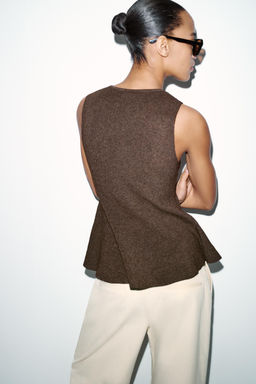RIB PEPLUM BUTTON TOP - Zara фото 7