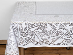 Скатерть декоративная Д221АБ/кор. 2775 бел.с яр-серым 2.35 м*1.60 м рис. Д221АБ