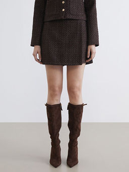 Beli Fermuarl? Dokulu T?vit ?ort Etek