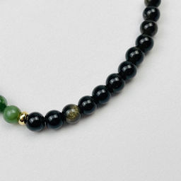 Браслет из золотистого Обсидиана и Нефрита 17 см +